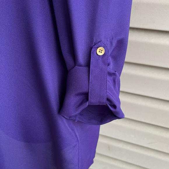 •Coldwater Creek• Lightweight Purple Tab Sleeve Blouse - Size Small - Picture 7 of 10